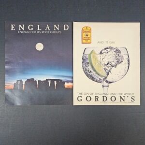 1987 Gordon's Dry Gin Vintage Print Ad England Known For Rock Groups Stonehenge‎